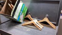 BOX OF WOODEN HANGERS