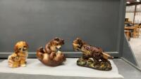 RELPO CERAMIC DOG VASE & DELCRAFT PLASTER RETREIVER DOG & CERAMIC BEAR MONEY BANK
