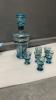 SMALL BLUE DECANTER W/ MINI GLASSES & &ldquo;BLUE BIRD&rdquo; CERAMIC WALL DECOR - 2