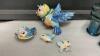 SMALL BLUE DECANTER W/ MINI GLASSES & &ldquo;BLUE BIRD&rdquo; CERAMIC WALL DECOR - 3