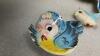 SMALL BLUE DECANTER W/ MINI GLASSES & &ldquo;BLUE BIRD&rdquo; CERAMIC WALL DECOR - 4