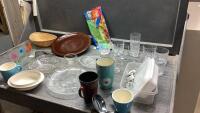 (2)BOXES- GLASSWARE, CONTAINERS, PASTRY BLENDER, MUGS