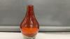 HEAVY GLASS AMBER VASE W/ CLEAR BASE - 3
