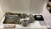 SHOP BOX WITH LUG NUT BOLT EXTRACOR, MAGNETIC ORGANIZER, STEEL BAR MAGNET & COMBINATION WRENCH SET