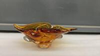 VINTAGE HEAVY GLASS AMBER DECOR PIECE