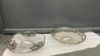 (2) VINTAGE SILVER INLAY DISHES