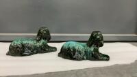 (2) MATCHING BMP POTTERY DOGS - UNMARKED