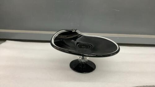 BLACK GLASS CANDY DISH ON PEDESTAL