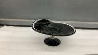 BLACK GLASS CANDY DISH ON PEDESTAL