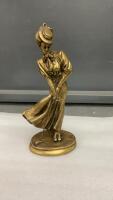 SOLID BRASS LADY GOLFER STATUE