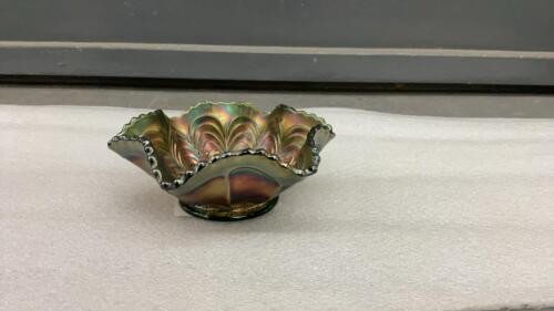 SMALL DEPRESSION GLASS BOWL WITH FLUTED RIM - IRREDESCENT