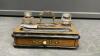 ANTIQUE DESK CADDY W/(2) GLASS INK WELLS