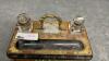 ANTIQUE DESK CADDY W/(2) GLASS INK WELLS - 2