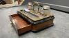 ANTIQUE DESK CADDY W/(2) GLASS INK WELLS - 3