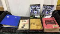 SHOP BOX WITH BOOKS SERVICE MANUAL, AUTO REPAIE MANUAL, TRUCKING MANUAL & TRUCKING MAGAZINES