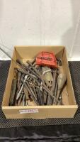 SHOP BOX OF ALLEN WRENCHES, DRILL BITS, TORX BITS AND MISC
