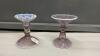 (2) ANTIQUE GLASS CANDLE HOLDERS W/ FLUTED TOPS