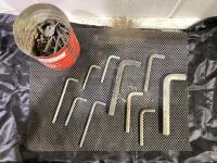 CAN OF VARIOUS ALLEN WRENCHES & MISC