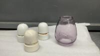 (3) CPR PORCELAIN INSULATORS & CPR PURPLE GLOBE