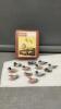 (12) MINI HAND CARVED WOOD DUCKS IN FIELD & STREAMS TIN BOX