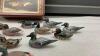 (12) MINI HAND CARVED WOOD DUCKS IN FIELD & STREAMS TIN BOX - 3