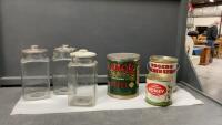 VINTAGE GLASS JARS & TINS