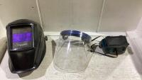 SHOP BOX WITH WELDING GOGGLES, FACE SHIELD & WELDING HELMET