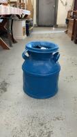 VINTAGE BLUE PAINTED CREAM CAN W/ LID