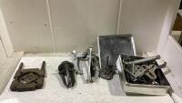SHOP BOX OF VARIOUS GEAR PULLERS & MISC