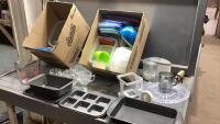 (2)BOXES- PLASTIC CONTAINERS, BAKING PANS, CHOPPER