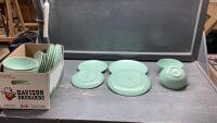 BOX OF IKEA PLATES AND BOWLS - LIGHT GREEN COLOUR