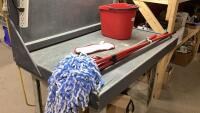 (2) MOPS, SWEEPER MOP, BUCKET