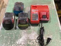 MILWAWKEE (3) BATTERIES & (1) CHARGER