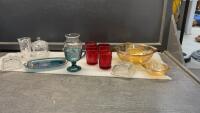 ASSORTED COLOURED GLASSWARE