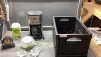 COLLAPSABLE CRATE W/ CUISINART COFFEE MAKER, YOGURT MACHINE