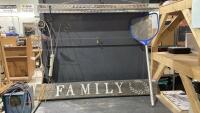 POOL NET, &ldquo;FAMILY&rdquo; WOOD SIGN + GARDEN STAKE