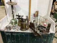 ANTIQUE BLOW TORCHES,BOTTLES,OIL CANS