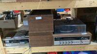 STEREO EQUIPMENT - MONO CASSETTE PLAYER, HITACHI RECORD PLAYER, 2 SPEAKERS