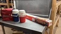 (2) ITEMS- SOFT COOLER BAG W/ WATER JUGS + ROTISSERIE KIT