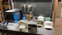 (2)ITEMS - SOFT SIDE COOLER, 4 BALL CAPS, DUMPLING MACHINE, LINED BASKET