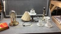 VINTAGE LIGHT FIXTURE COVERS, (2)LAMPS, ANNIVERSARY CLOCK