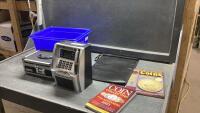RECYCLE BIN W/COIN BOOKS, TOY ATM/PIGGY BANK, HARD SHELL CASE