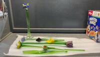 GLASS FLOWERS & ONE VASE