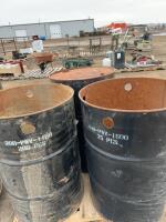 Pallet of 3 steel barrels