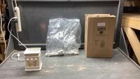 BOX OF EMPTY CLEAR BOTTLES/SCENT WARMER