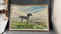 VINTAGE STALLION W/ HERD PICTURE ON BOARD