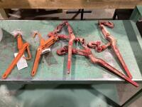 BUCKET OF RATCHET LOAD BINDERS & MISC