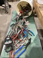 BUCKET OF PLIERS, VISE GRIPS & MISC