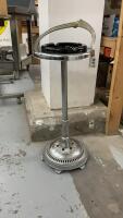 ANTIQUE FLOOR STYLE ASHTRAY W/ STYLIZED HANDLE - CHROME FINISH