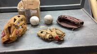 (3) BALL GLOVES + (2) SOFT BALLS